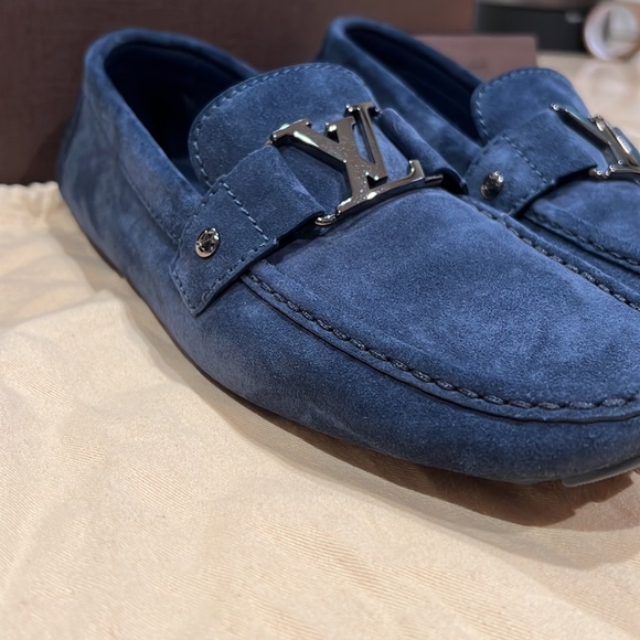 Authentic Louis Vuitton Blue Suede Monte Carlo Loafers - Picture 3 of 10